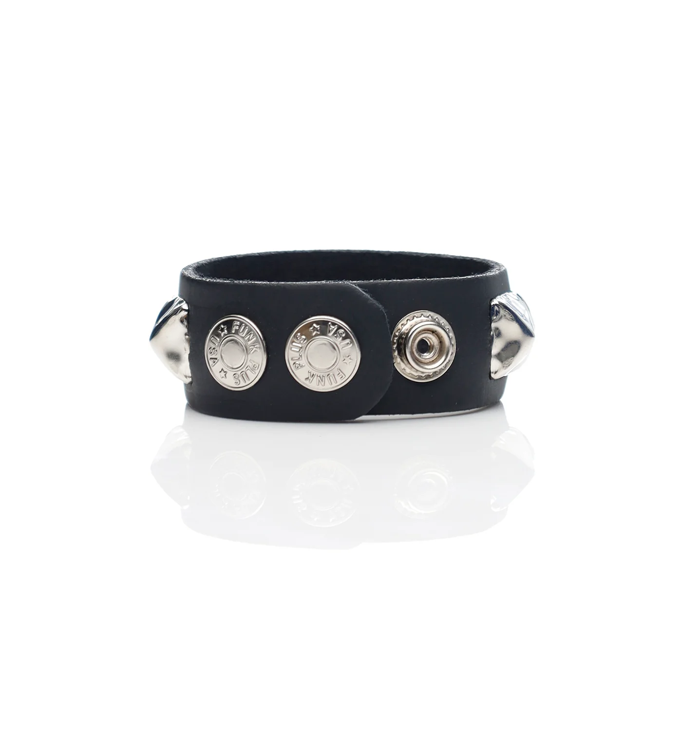 1 Row 5/8" Pyramid Stud Bracelet, Black/Silver - Image 2