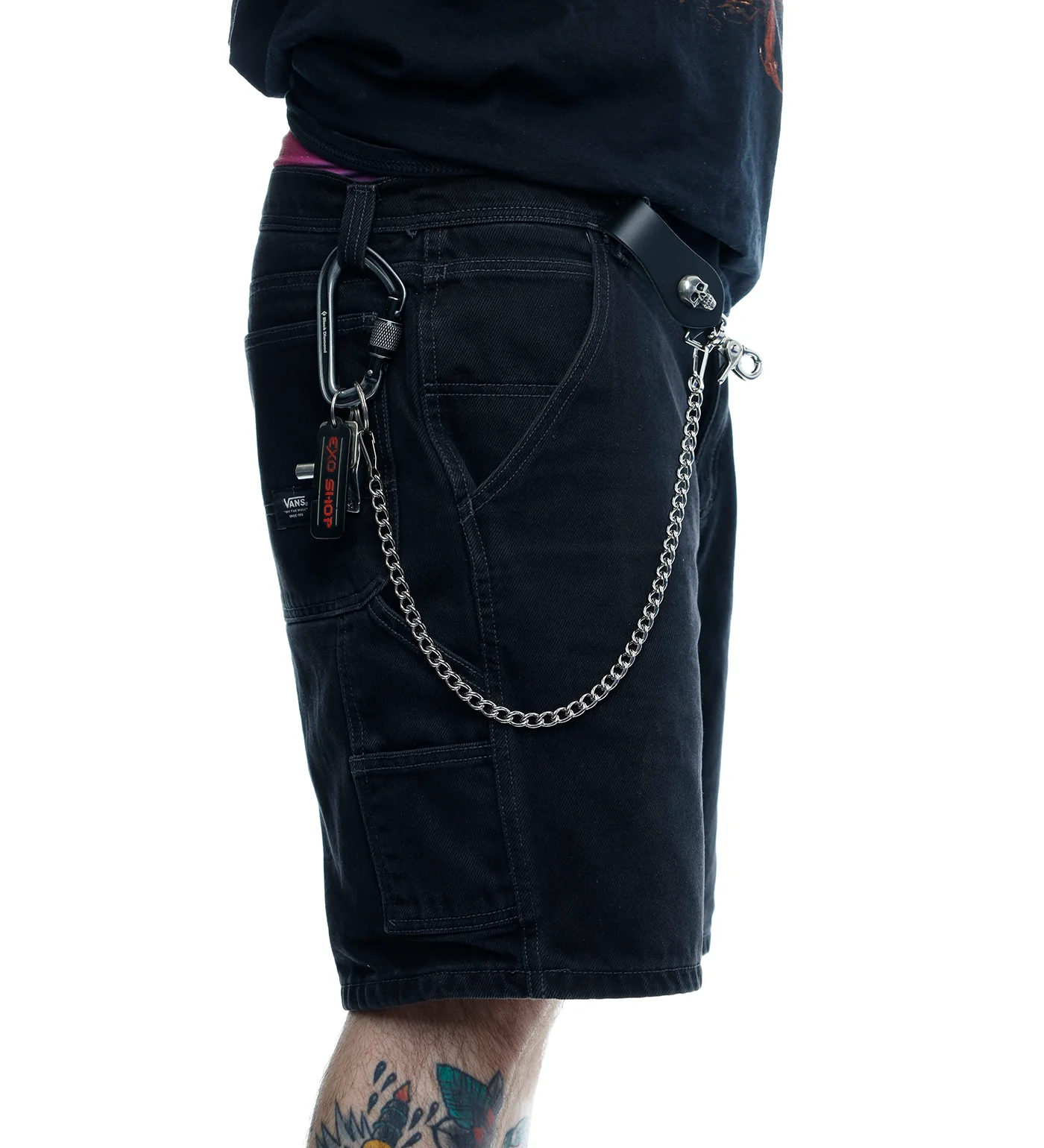 18" Chain w/Key Fob - Skull K18, Silver - Image 2