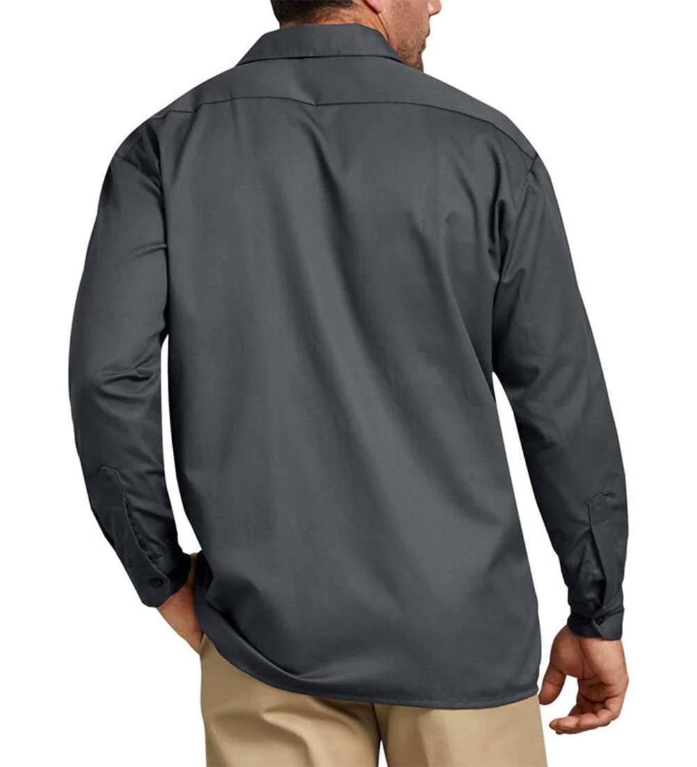 574 L/S Button Front Solid Work Shirt, Charcoal - Image 2