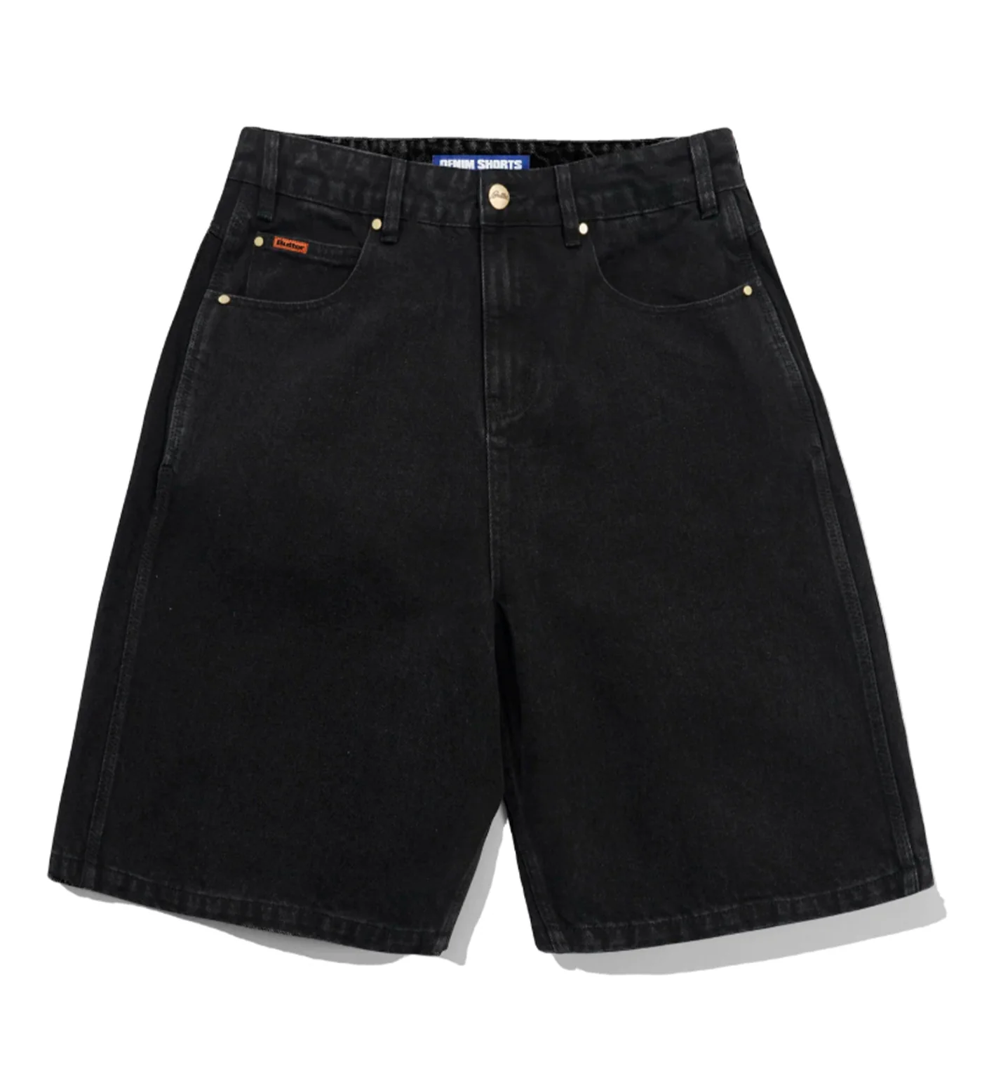 Baggy Denim Shorts, Flat Black