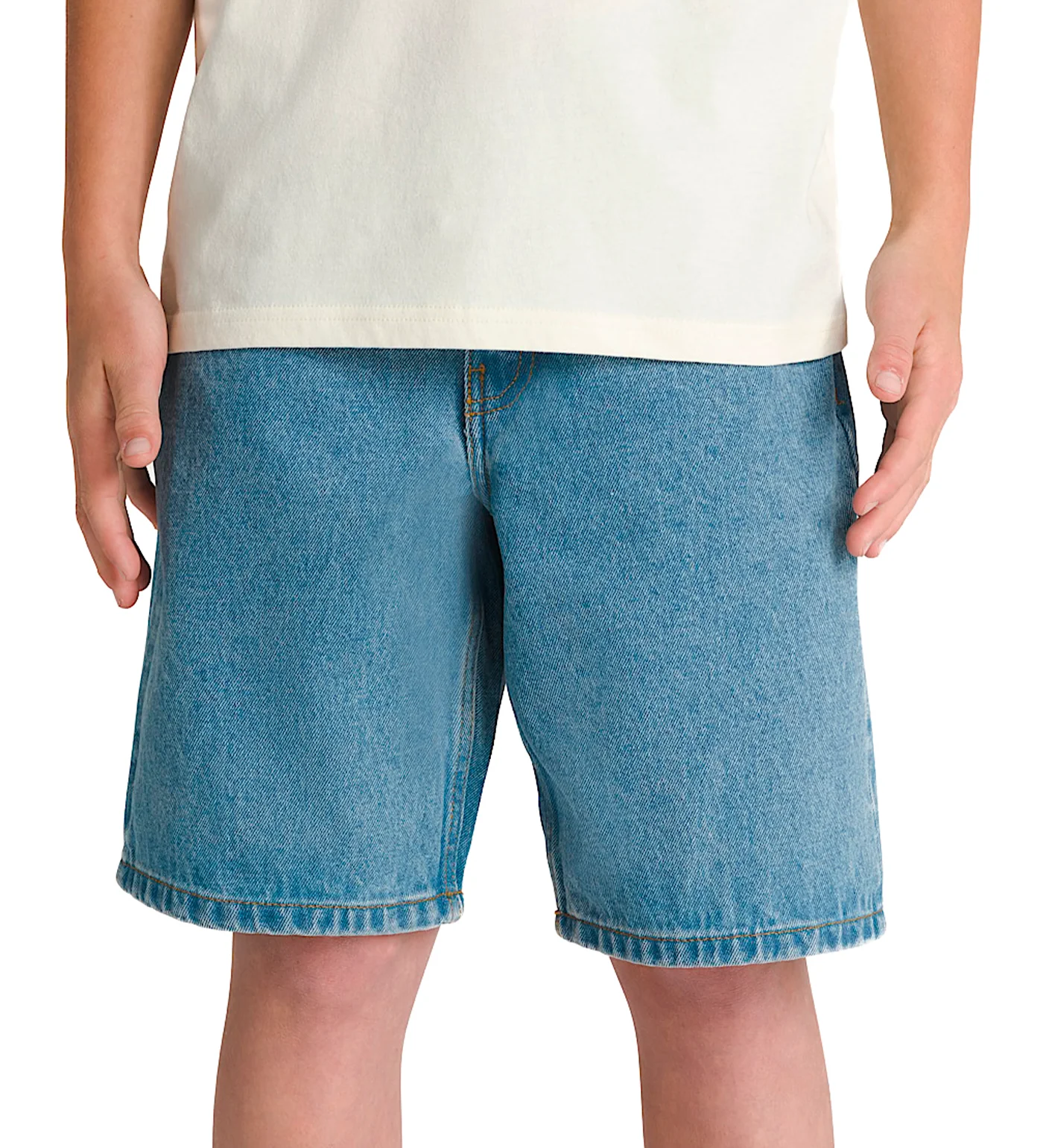 Big Kids Check-5 Baggy Jorts Youth, Stonewash Blue - Image 3