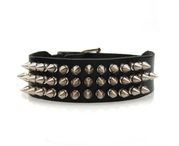 3 Rows Small Spike Leather Choker, 217