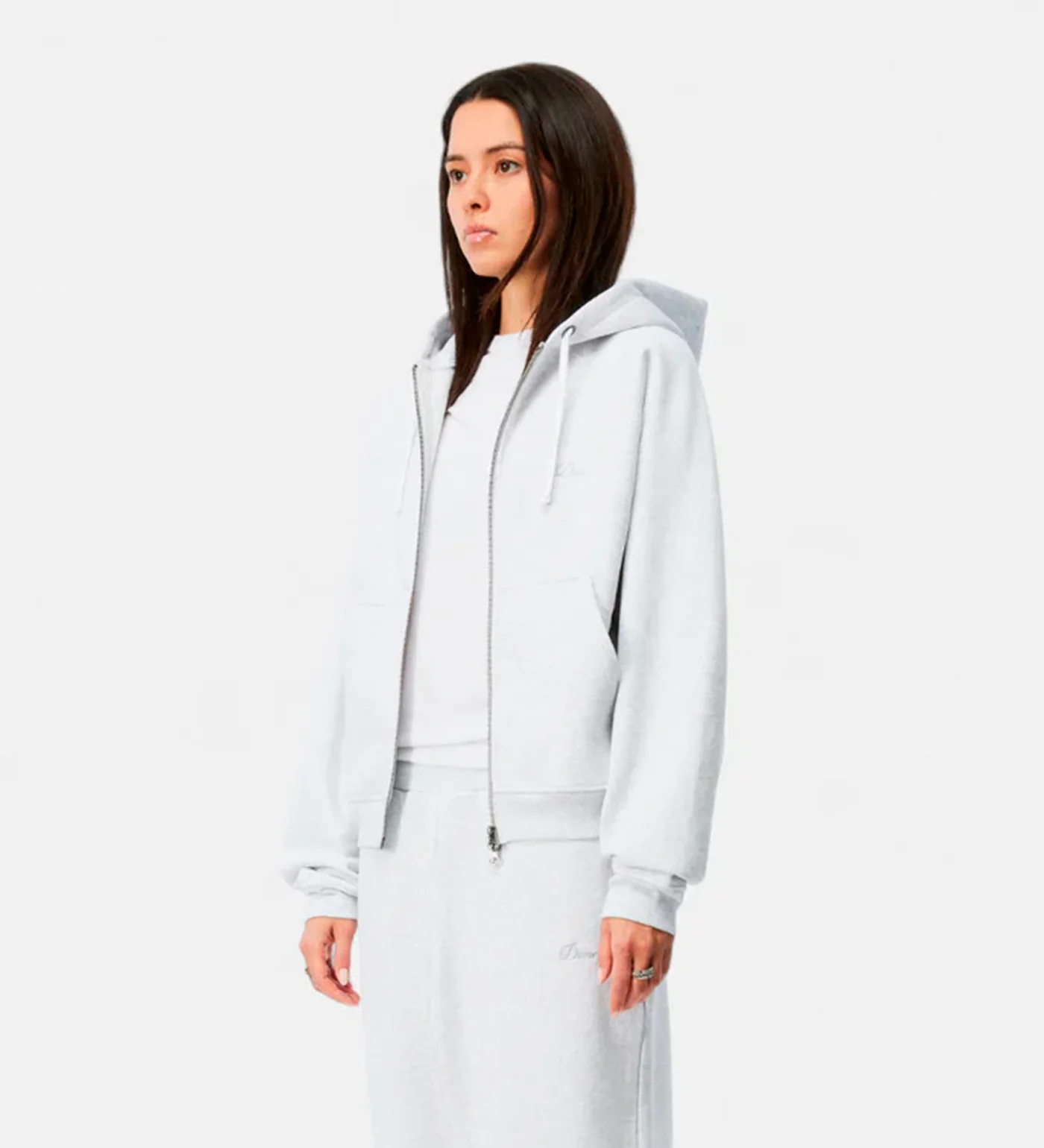 Cursive Small Logo Zip, Ash - Image 3