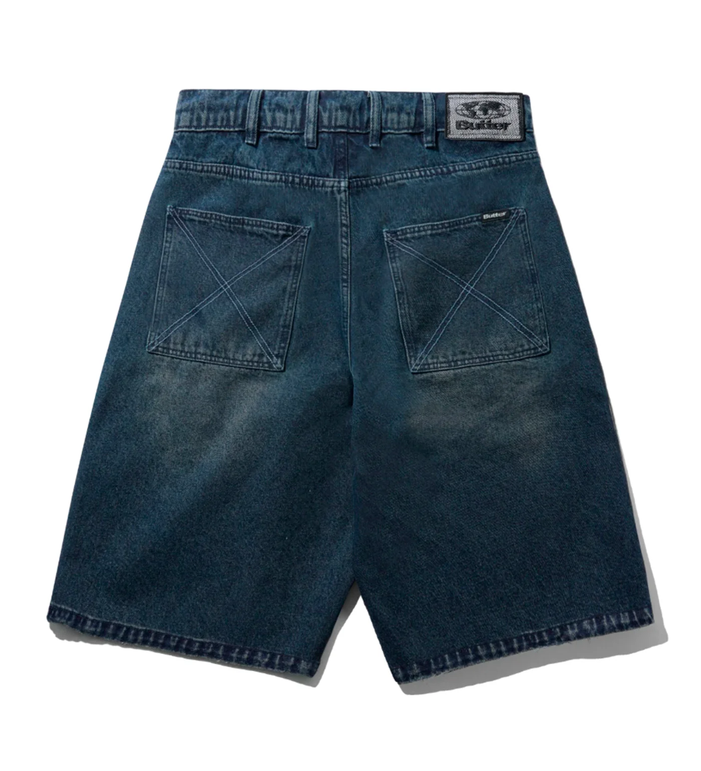 Distressed Big Shorts, Washed Dark Blue - Image 2