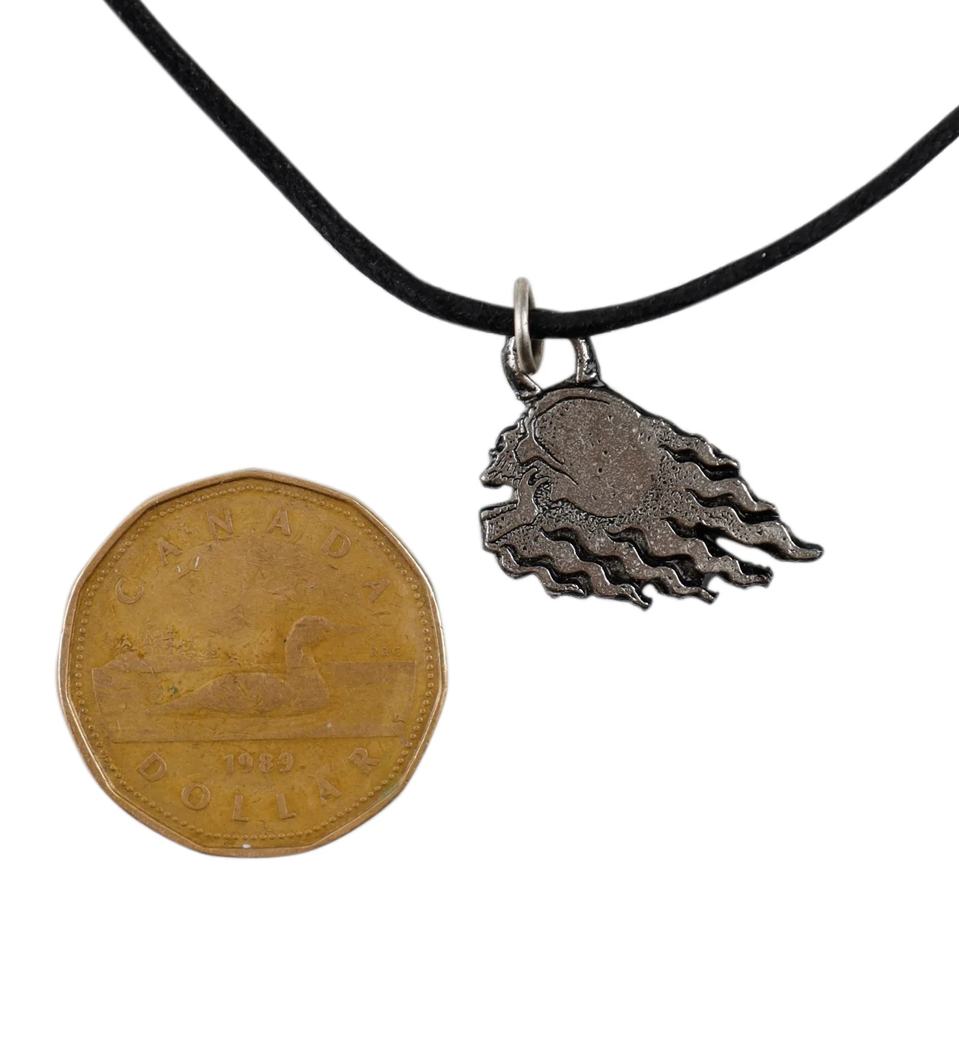Fired Skull String Necklace, Black/Silver(2F) - Image 2