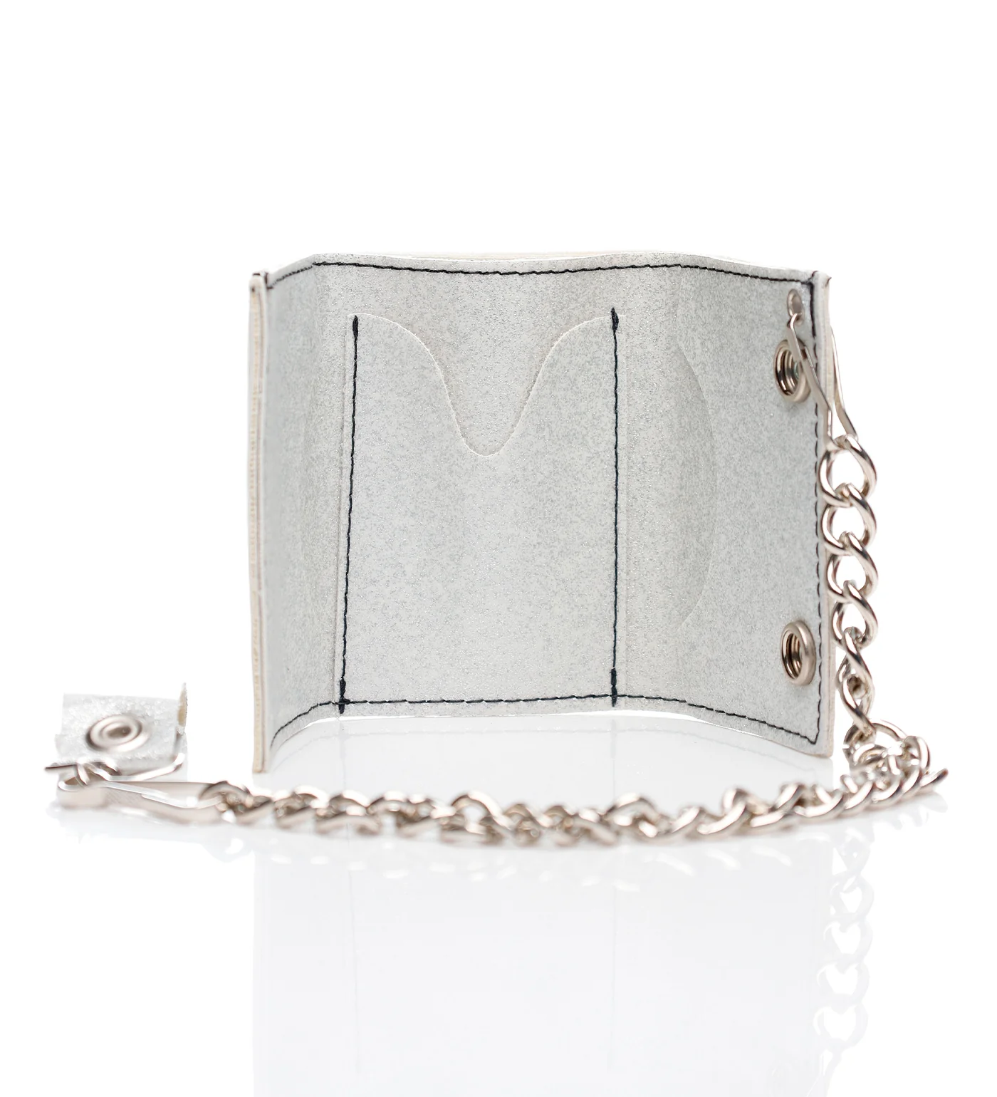 Goddess Tri-fold Wallet W/Chain, Glitter Silver/Black - Image 2