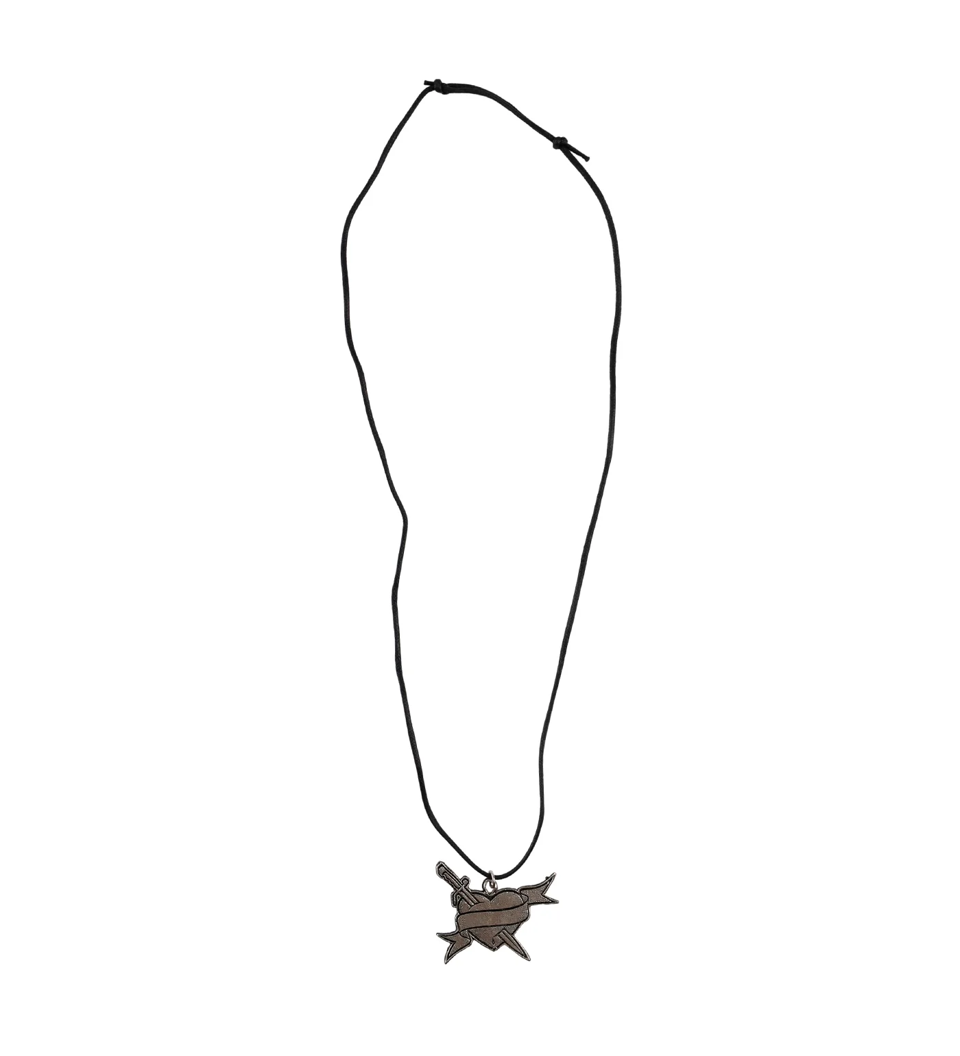Heart & Dagger String Necklace, Black/Silver(2F) - Image 3