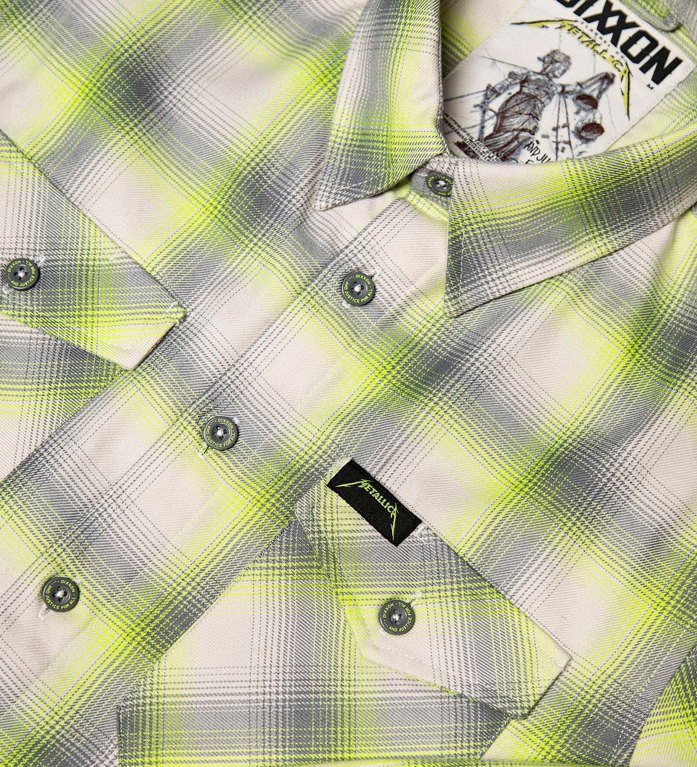 Metallica And Justice For All Flannel , Neon Green/Grey/White - Image 2