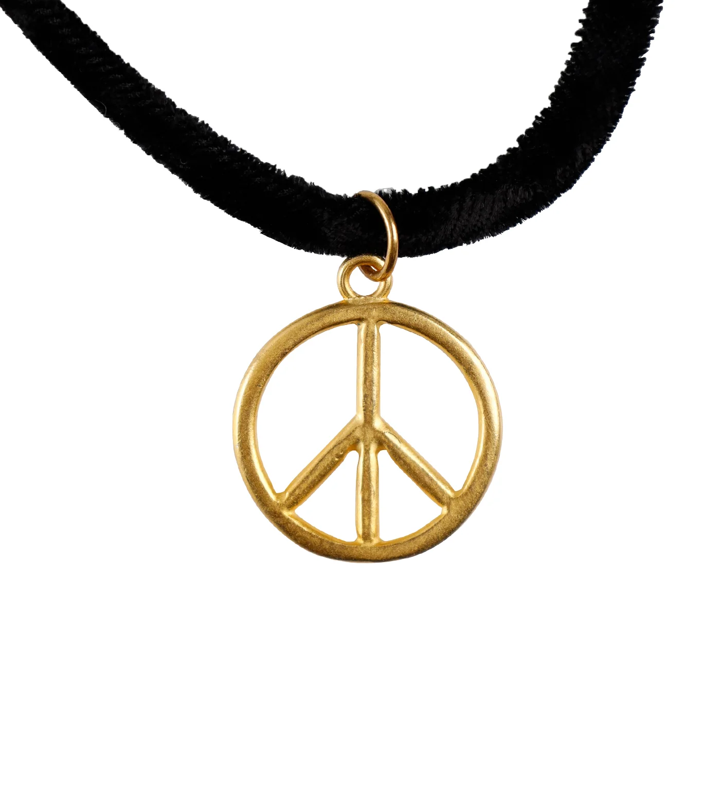 Peace Pendant Round Choker, Black/Gold (2F)
