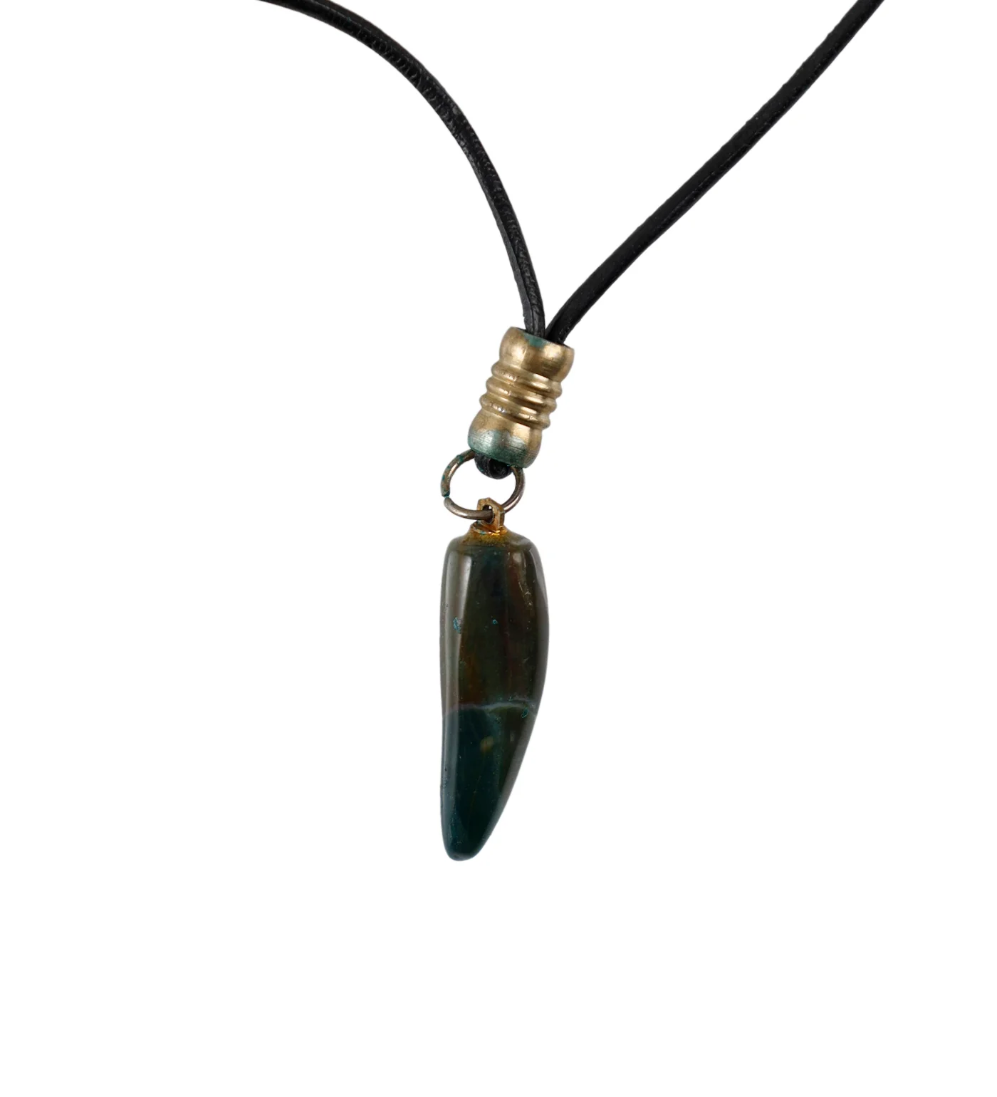 Stone Pendant String Necklace, Black/Green (2F)